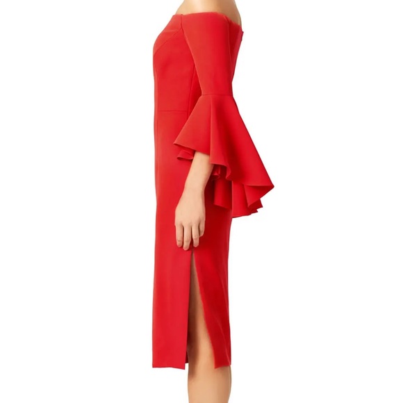 Flame Red Selena Slit Dress **Pulled tag off but never worn. - Picture 3 of 5